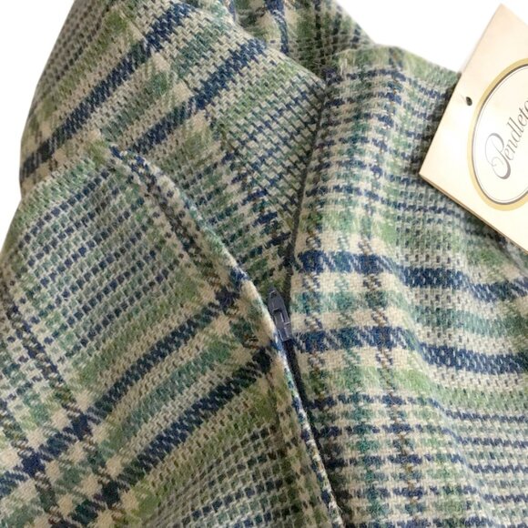 Pendleton Vintage 90s Green, Blue Stripes & Light Grey Plaid Wool Pants Trousers - Picture 6 of 12